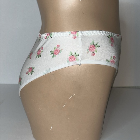 IZA Silky Satin Stretchy Smooth Pink Roses Floral Mid‎ Waist Cheeky Panties NEW - Picture 8 of 14